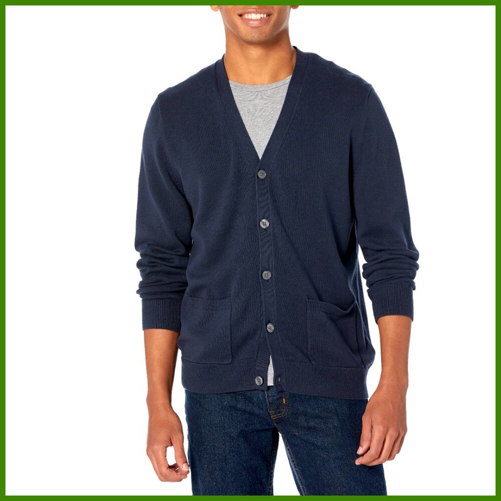 Cotton Cardigan Sweater, Regular Fit, V-Neck Button Front